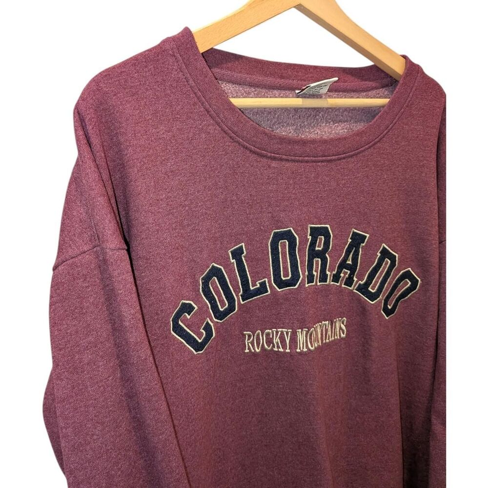 Vintage Colorado Rocky Mountains Sweatshirt Crazy Apparel 2XL Maroon Souvenir